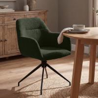 2er Set Esszimmerstuhl Merlinda Stoff Teddy dunkelgrün 