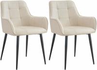 2er Set Esszimmerstuhl Ferndale Samt creme