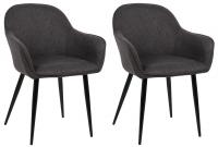2er Set Esszimmerstühle Boise Stoff schwarz 
