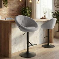 Barhocker London Samt schwarz grau 
