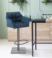 2er Set Barhocker Damaso Stoff edelstahl blau 