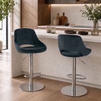 Barhocker HD Milet C Samt dunkelgrau 