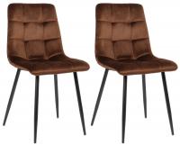 2er Set Esszimmerstuhl Tilde Samt braun