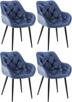 4er Set Stuhl Tanna Samt blau 