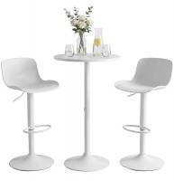 2er Bartisch Set Velor Kunststoff weiß 