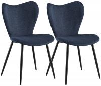 2er Set Esszimmerstuhl Maika Stoff blau 