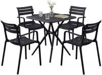 Gartenmöbel-Set Avena mit 4 Stühlen schwarz