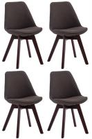 4er Set Besucherstühle Borneo V2 Walnuss Stoff  dunkelgrau