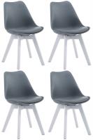 4er Set Besucherstühle Borneo V2 Weiß Kunstleder grau