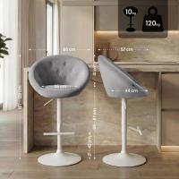 Barhocker London Samt weiß grau 