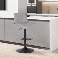 2er Set Barhocker Solon Schwarz Stoff hellgrau 2er Set Barhocker Solon Schwarz Stoff hellgrau