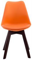4er Set Besucherstühle Borneo V2 Walnuss Kunstleder orange 