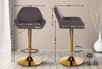 2er Set Barhocker Braga Gold Stoff dunkelgrau 