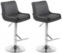2er Set Barhocker Club Kunstleder chrom grau