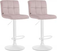 2er Set Barhocker Peru Samt weiß rosa 