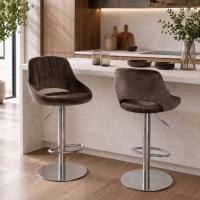 2er Set Barhocker HD Milet C Samt braun 2er Set Barhocker HD Milet C Samt braun