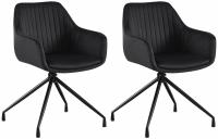 2er Set Esszimmerstuhl Welby Samt schwarz 