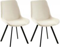 2er Set Esszimmerstuhl Lewes Samt creme