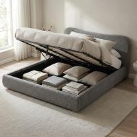 Bett Maido Teddy Stoff 180x200 cm dunkelgrau 