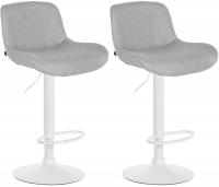2er Set Barhocker Solon Weiß Stoff hellgrau 