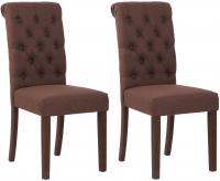 2er Set Esszimmerstühle Lisburn Stoff braun 