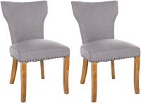 2er Set Esszimmerstuhl Zadar Stoff antik-hell grau 