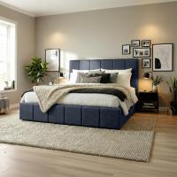 Bett Ladia Stoff 160x200 cm dunkelgrau