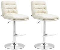 2er Set Barhocker Damar Stoff chrom creme