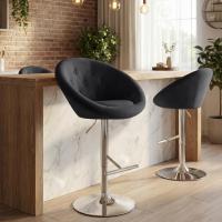 Barhocker London Samt chrom schwarz 