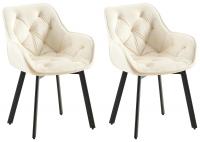 2er Set Esszimmerstuhl Antigo Samt  creme