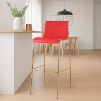Barhocker Hover Kunststoff 4-Fuß Gold rot 