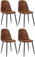 4er Set Esszimmerstühle Napier Kunstleder braun 