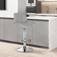 2er Set Barhocker Solon Chrom Stoff  hellgrau 