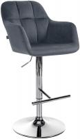 Barhocker Natoma Samt chrom dunkelgrau 