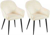 2er Set Esszimmerstuhl Boise Samt creme 
