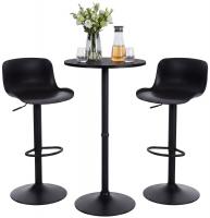 2er Bartisch Set Velor Kunststoff schwarz
