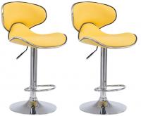 2er Set Barhocker Las Vegas V2 Kunstleder chrom gelb