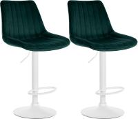 2er Set Barhocker Toni Samt weiß grün