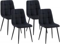 4er Set Esszimmerstühle Asti Stoff schwarz