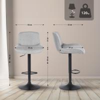 2er Set Barhocker Solon Schwarz Stoff hellgrau 2er Set Barhocker Solon Schwarz Stoff hellgrau