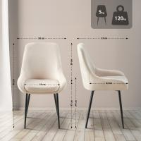 2er Set Esszimmerstuhl Elmira Samt schwarz creme 