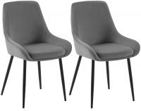 2er Set Esszimmerstuhl Elmira Samt schwarz dunkelgrau 