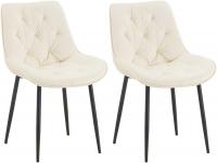 2er Set Esszimmerstuhl Wallace Samt creme