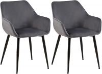 2er Set Esszimmerstuhl Vessa Samt dunkelgrau