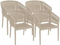 4er Set Stühle Portofino mit Armlehne taupe