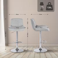 2er Set Barhocker Solon Chrom Stoff  hellgrau 