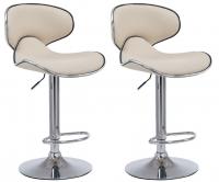 2er Set Barhocker Las Vegas V2 Kunstleder chrom creme