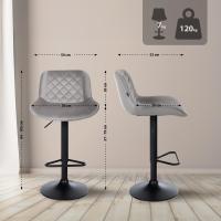 2er Set Barhocker Kasson Samt  grau 