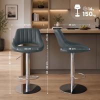 2er Set Barhocker HD Milet C Kunstleder grau 