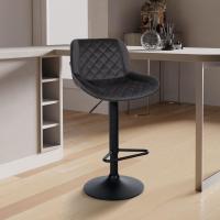 2er Set Barhocker Kasson Samt  schwarz 